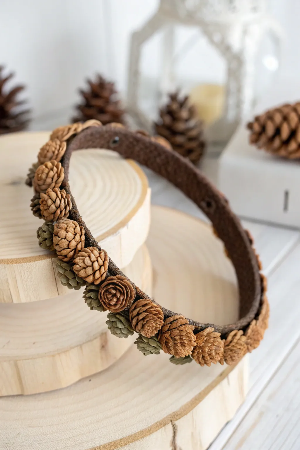 Embrace nature with this exquisite pine cone headband—where simplicity meets bohemian elegance.