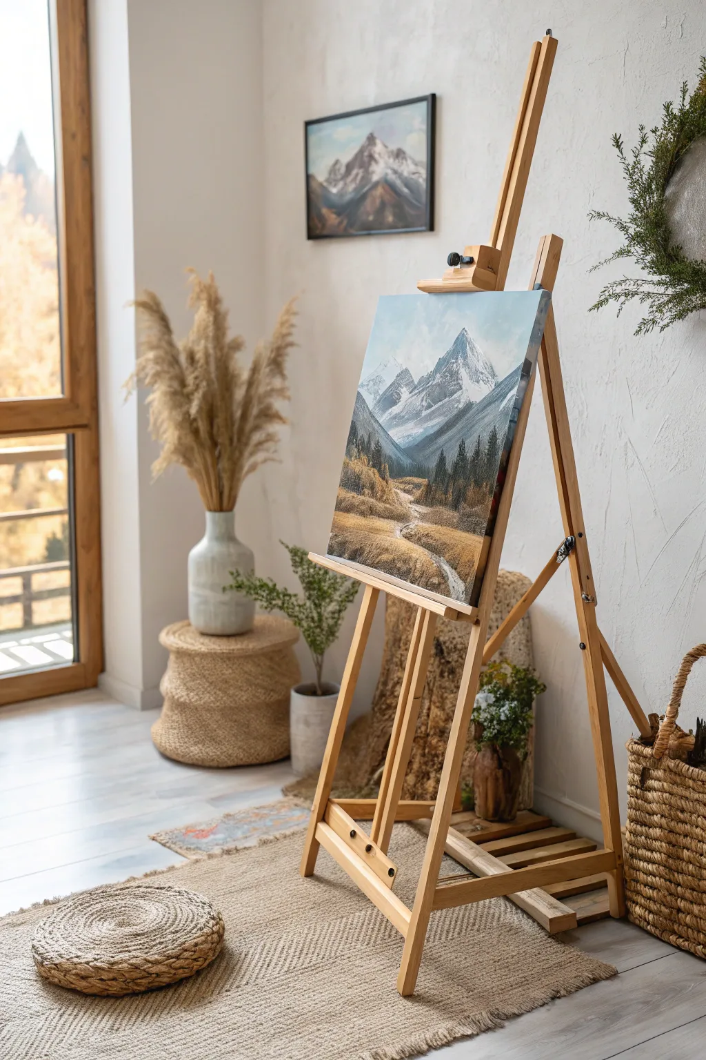 Capture the grandeur of nature with minimalist mountain range paintings.