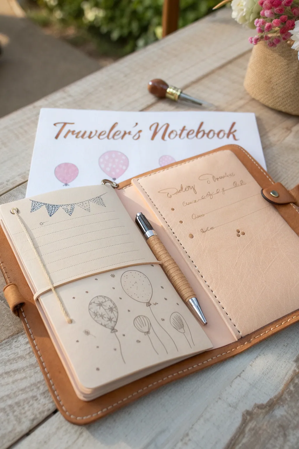 Plan your perfect event with grace and simplicity using a traveler's notebook. ✨📓 #EventPlanning #MinimalistCraft