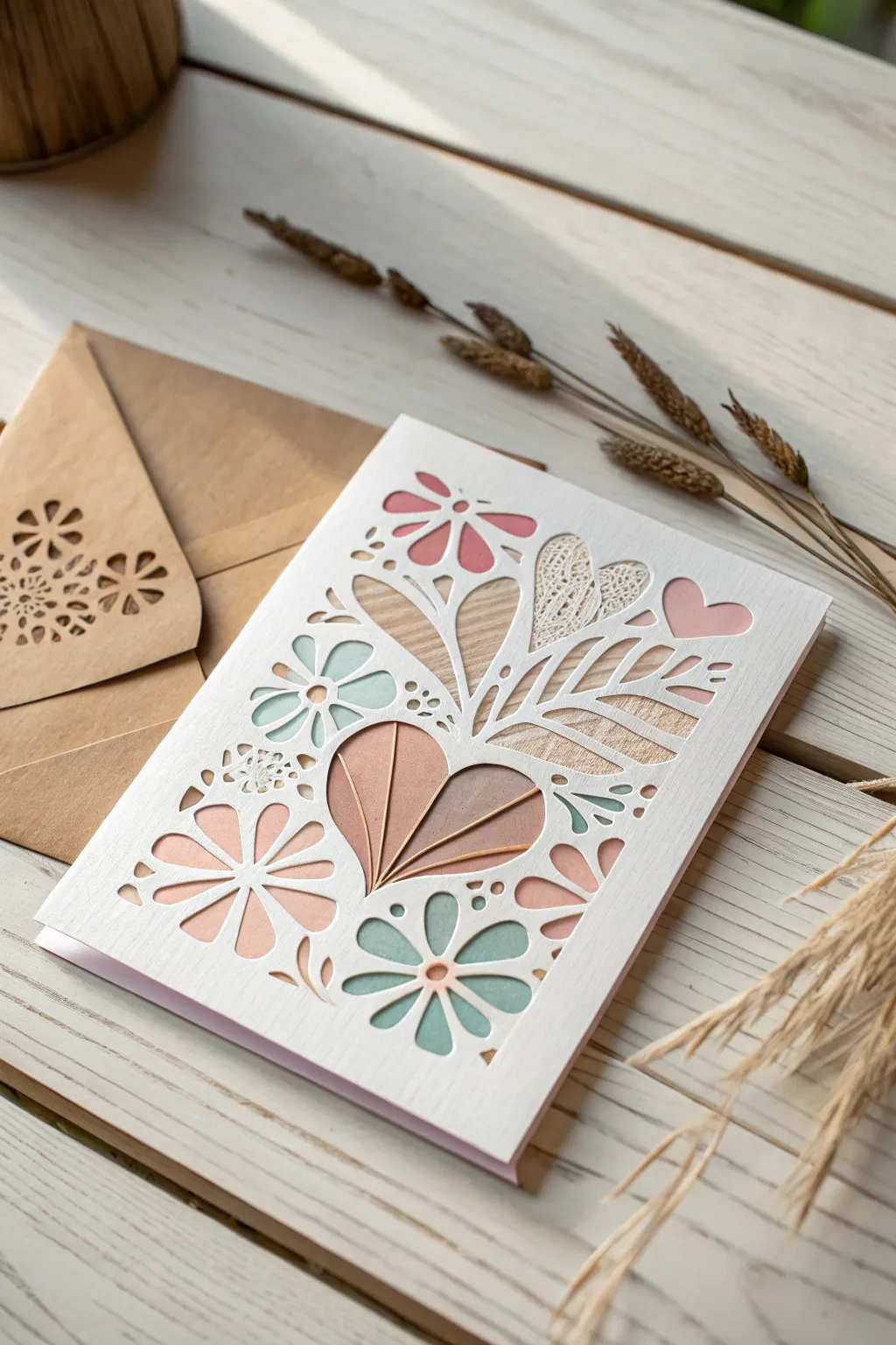 Handcrafted with Love: A Minimalist Collage Card for a Heartfelt Valentine's Day