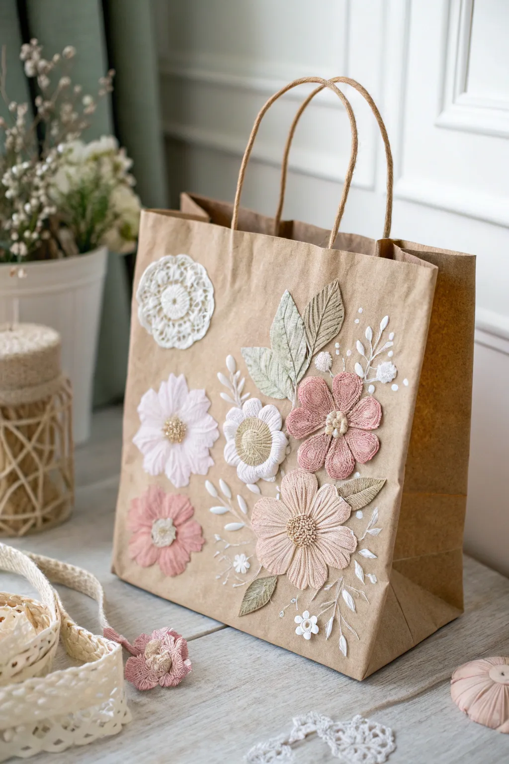 Elevate your Valentine's gifting with handmade elegance: fabric appliqué bags that blend simplicity and charm.