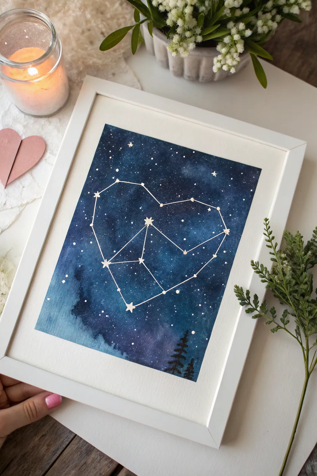 Capture the magic of celestial love with a heart in the stars.