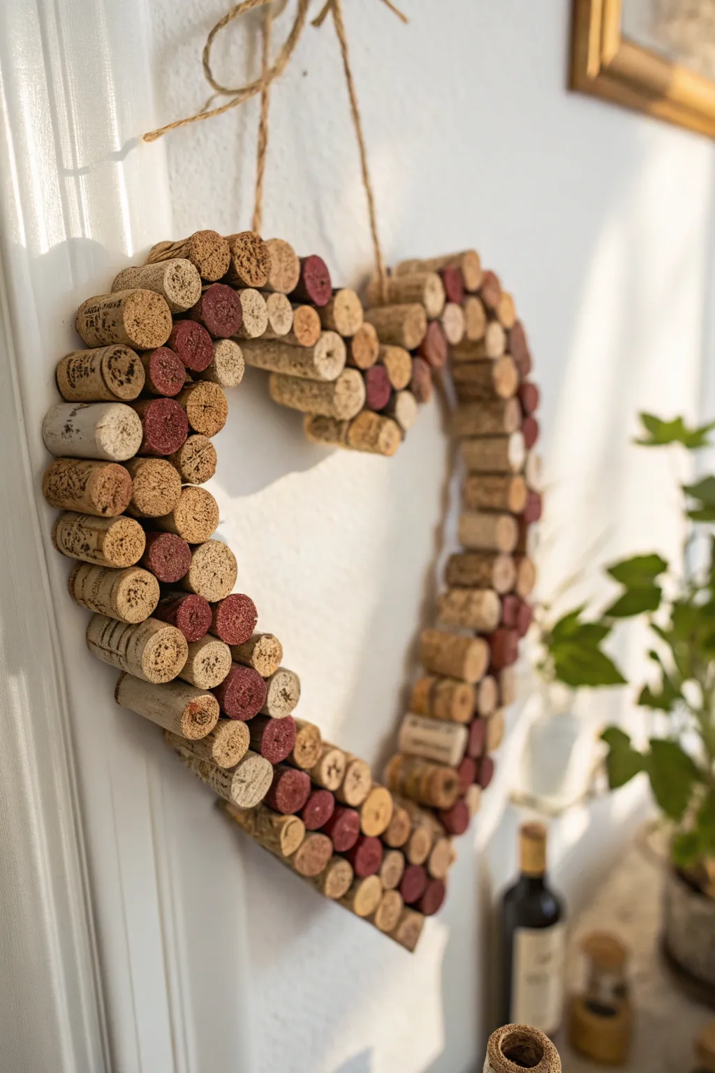 Transform memories into decor with this charming cork heart wreath. Perfect for adding a rustic touch to your home!