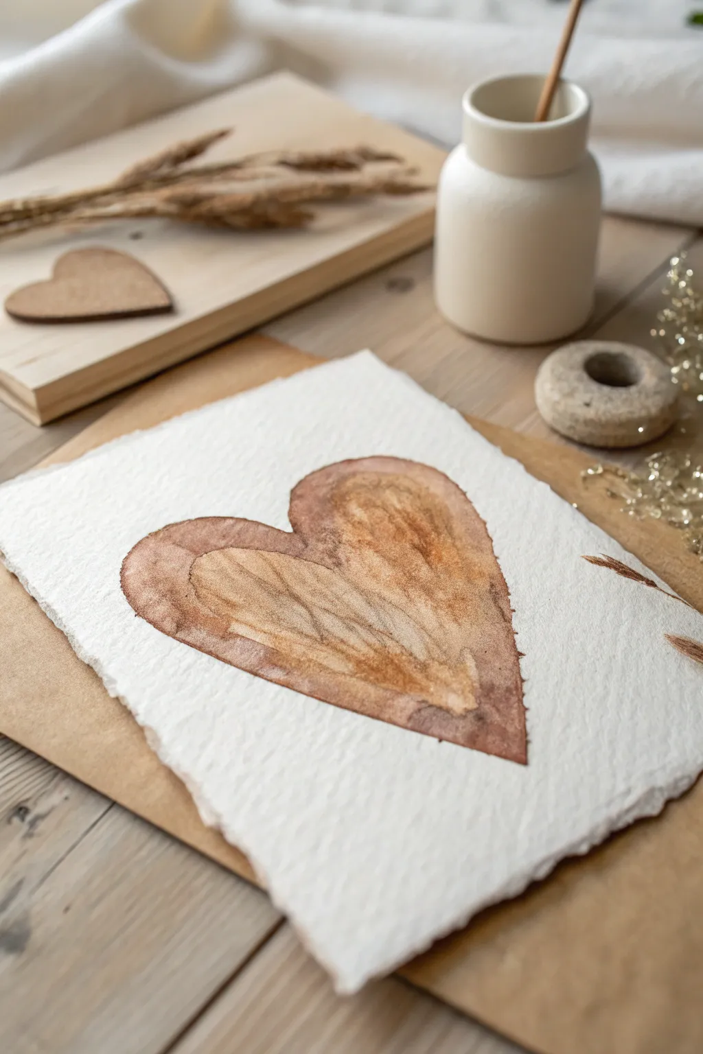 Embrace the warmth of simplicity with this rustic watercolor heart, perfect for adding a cozy touch to your Valentine's decor.