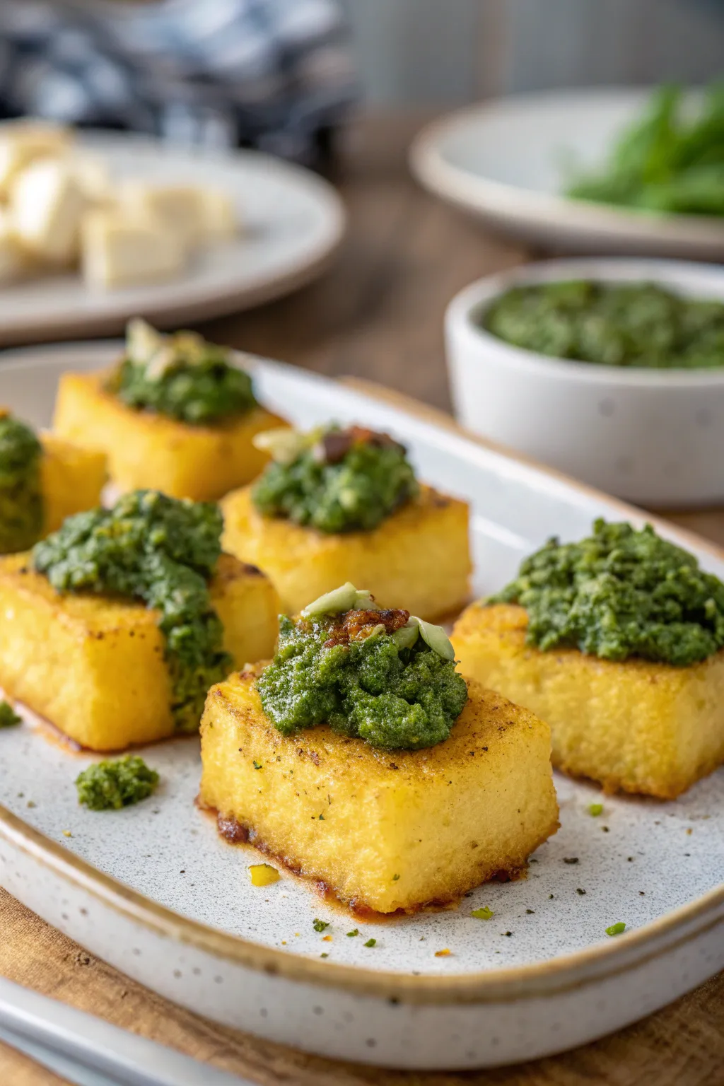 Flavorful and crunchy polenta bites, a perfect appetizer.
