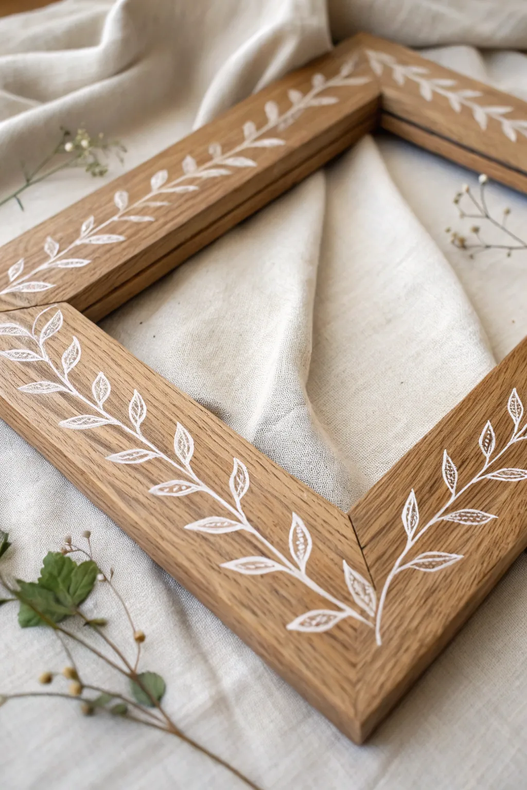 Embrace the elegance of mixed-media art with this stunning vine painting, where wood and fabric unite in perfect harmony.