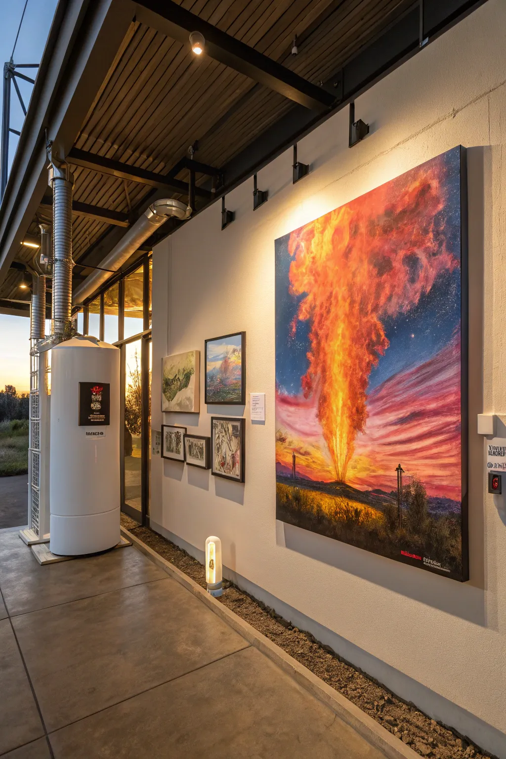 An art gallery wall adds personality and hides your water heater in a creative and stylish way. 🎨 #ArtisticHome #InteriorStyle