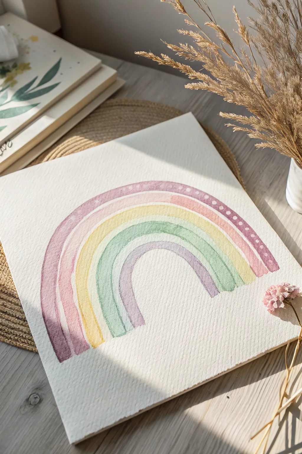 Create your own slice of joy with a whimsical watercolor rainbow 🌈 #CraftedSimplicity #NaturalBeauty