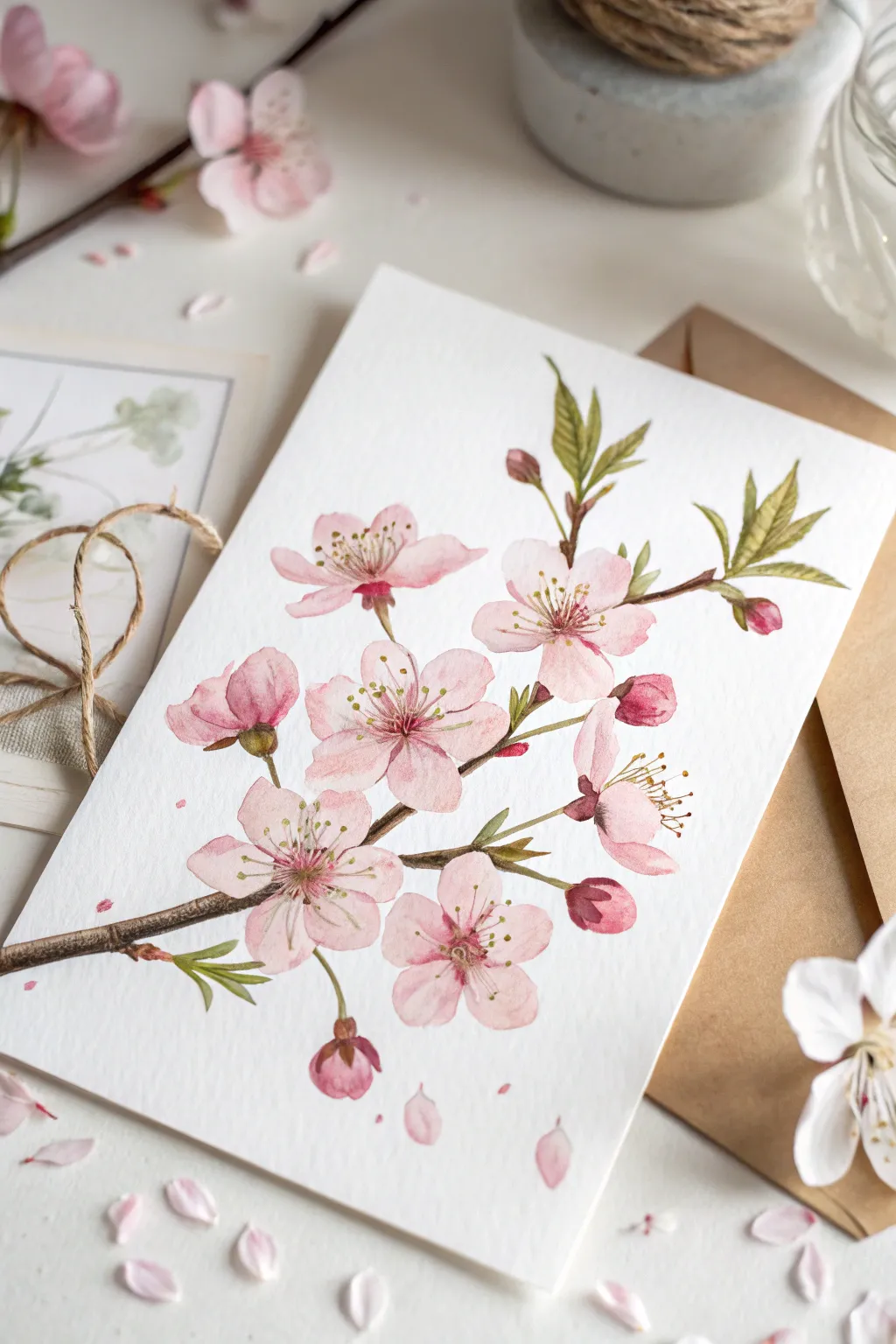 Celebrate the elegance of spring with a handcrafted cherry blossom card, perfect for Mother's Day.