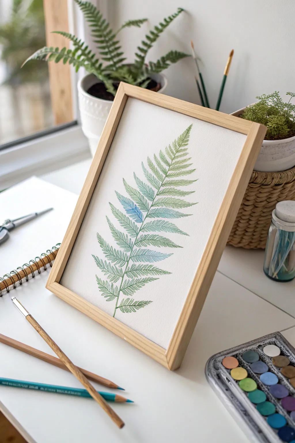 Discover the serene elegance of nature with this beautifully detailed botanical watercolor pencil drawing.