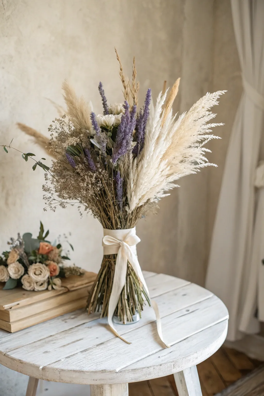 Embrace rustic elegance with timeless dried flower bundles for your boho wedding.