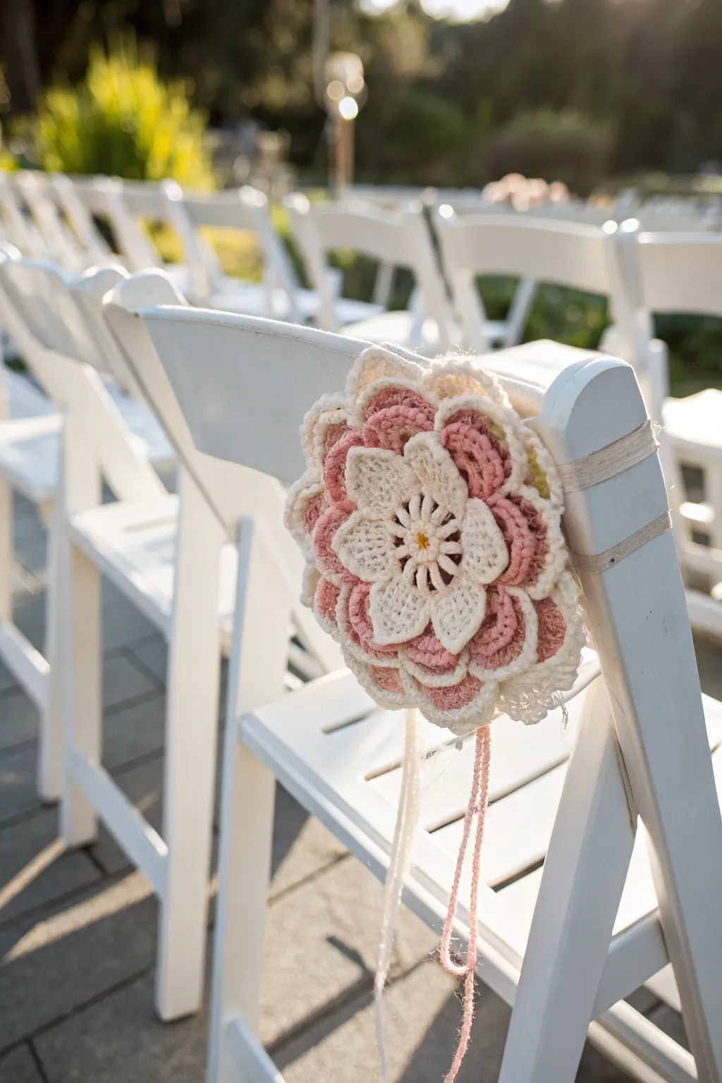 Elevate your wedding decor with handcrafted crochet elegance.