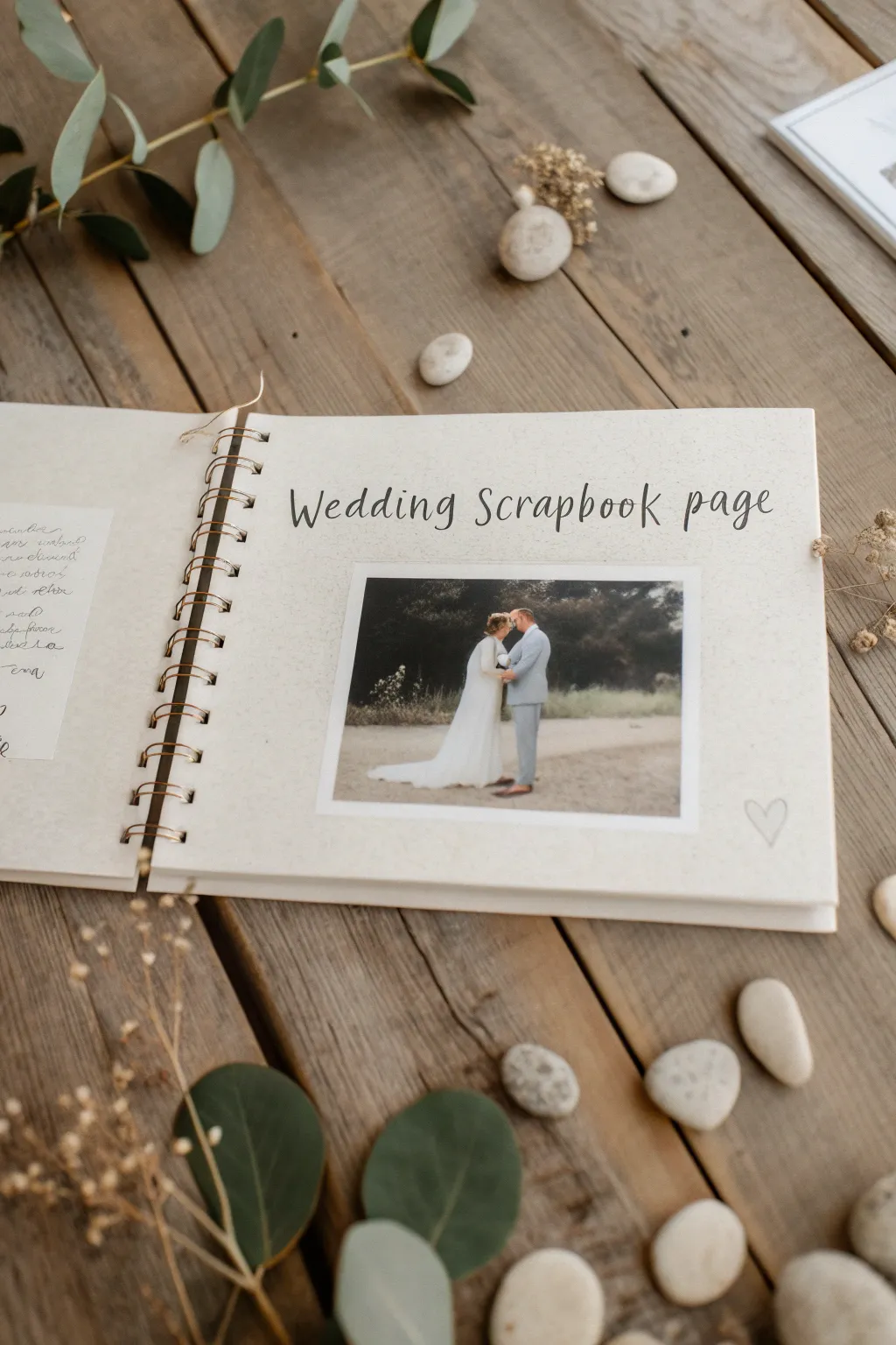 Celebrate your love story with minimalist elegance. Let your memories shine in a beautifully simple wedding scrapbook page.