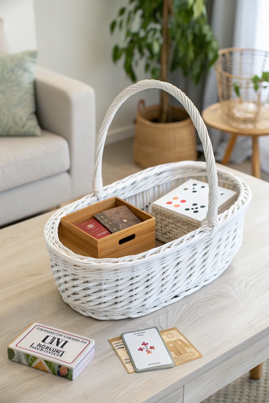 Gather around and let the games begin with this elegantly curated white elephant basket for a memorable puzzle and game night!