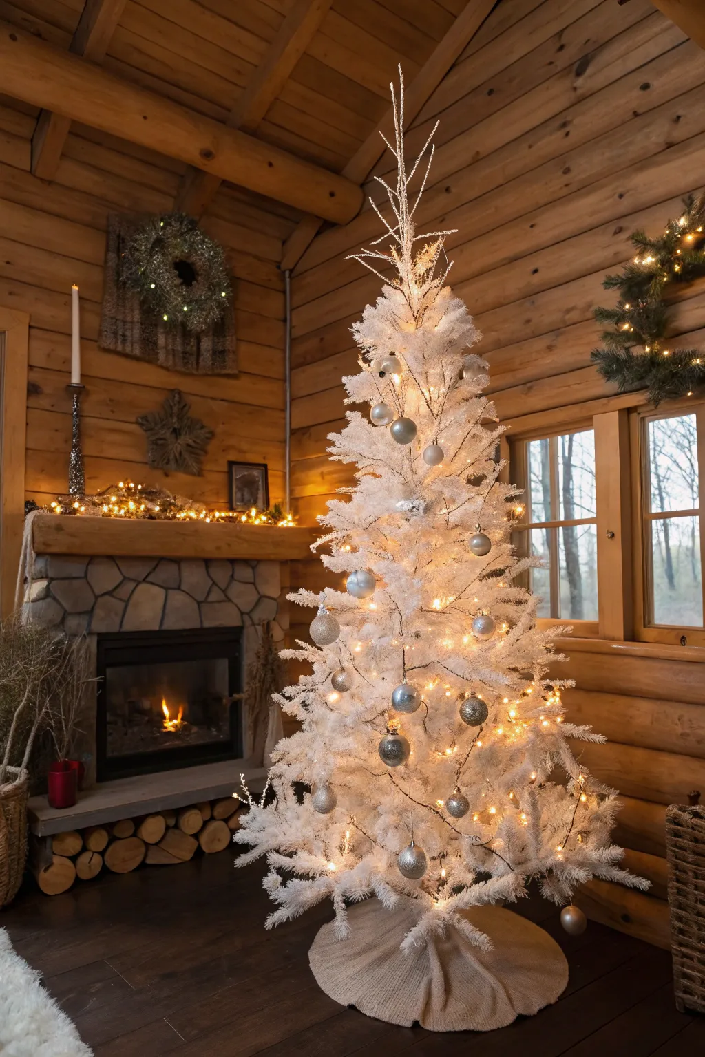 White birch branches give this tree a rustic, natural charm.