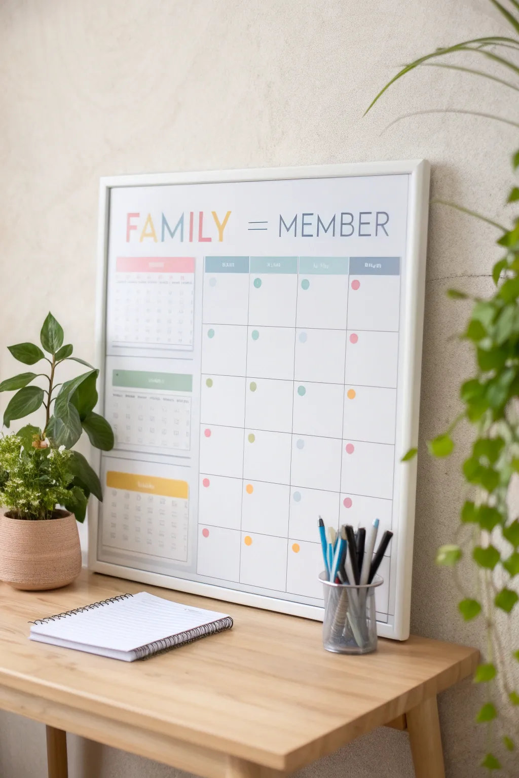 Stay organized with a touch of style: A minimalist family calendar brings beauty and order to your daily activities.