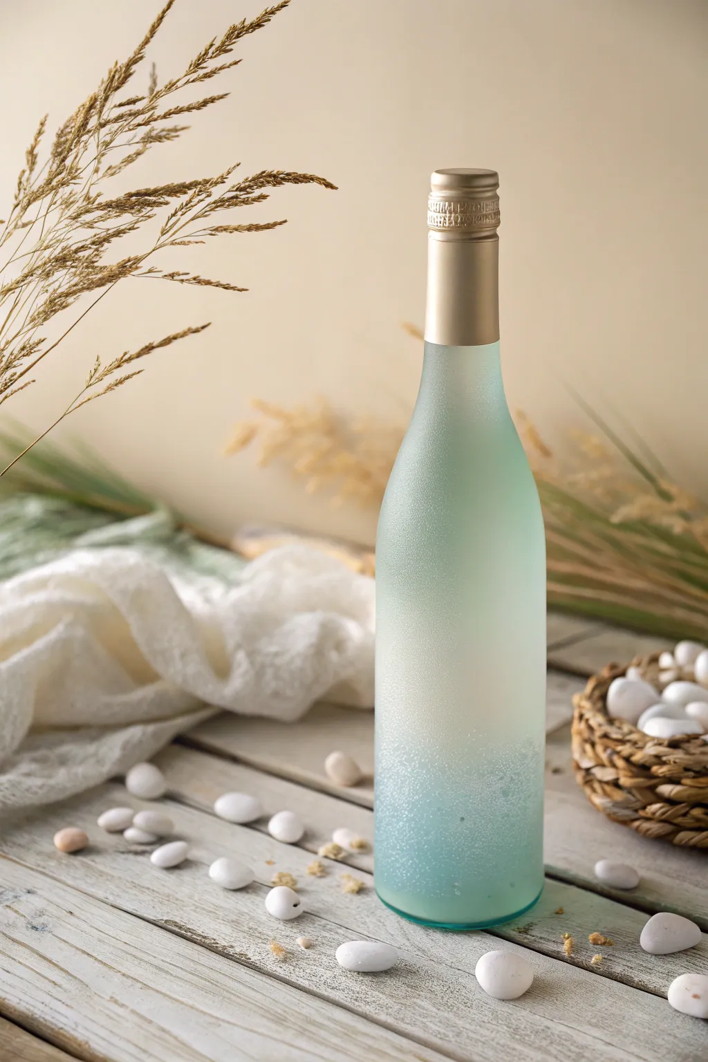 Transform your space with the serene elegance of sea glass painted bottles.