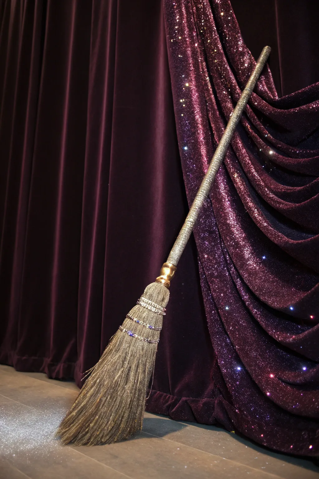 Make your decor shine with a glamorous glitter witch broom.