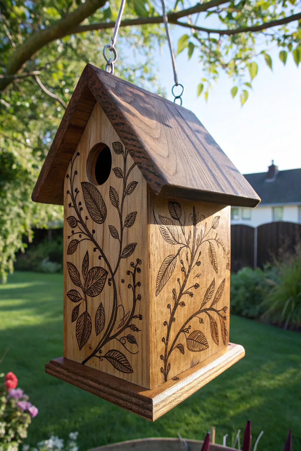 Elevate your garden charm with this beautifully crafted, nature-inspired birdhouse.