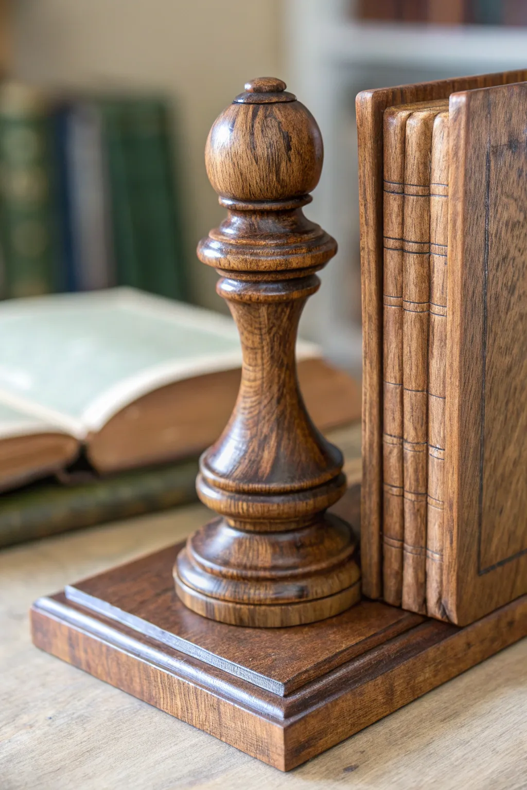 Elevate your bookshelf with vintage charm: handcrafted spindle bookends.