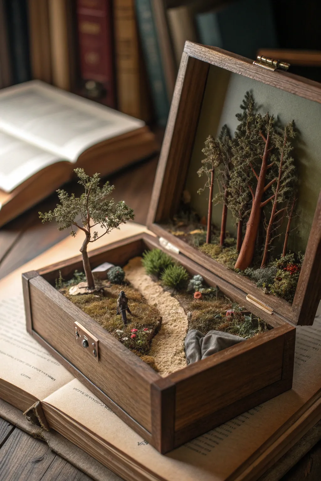 Discover a hidden world in your library with this handcrafted wooden book nook box.