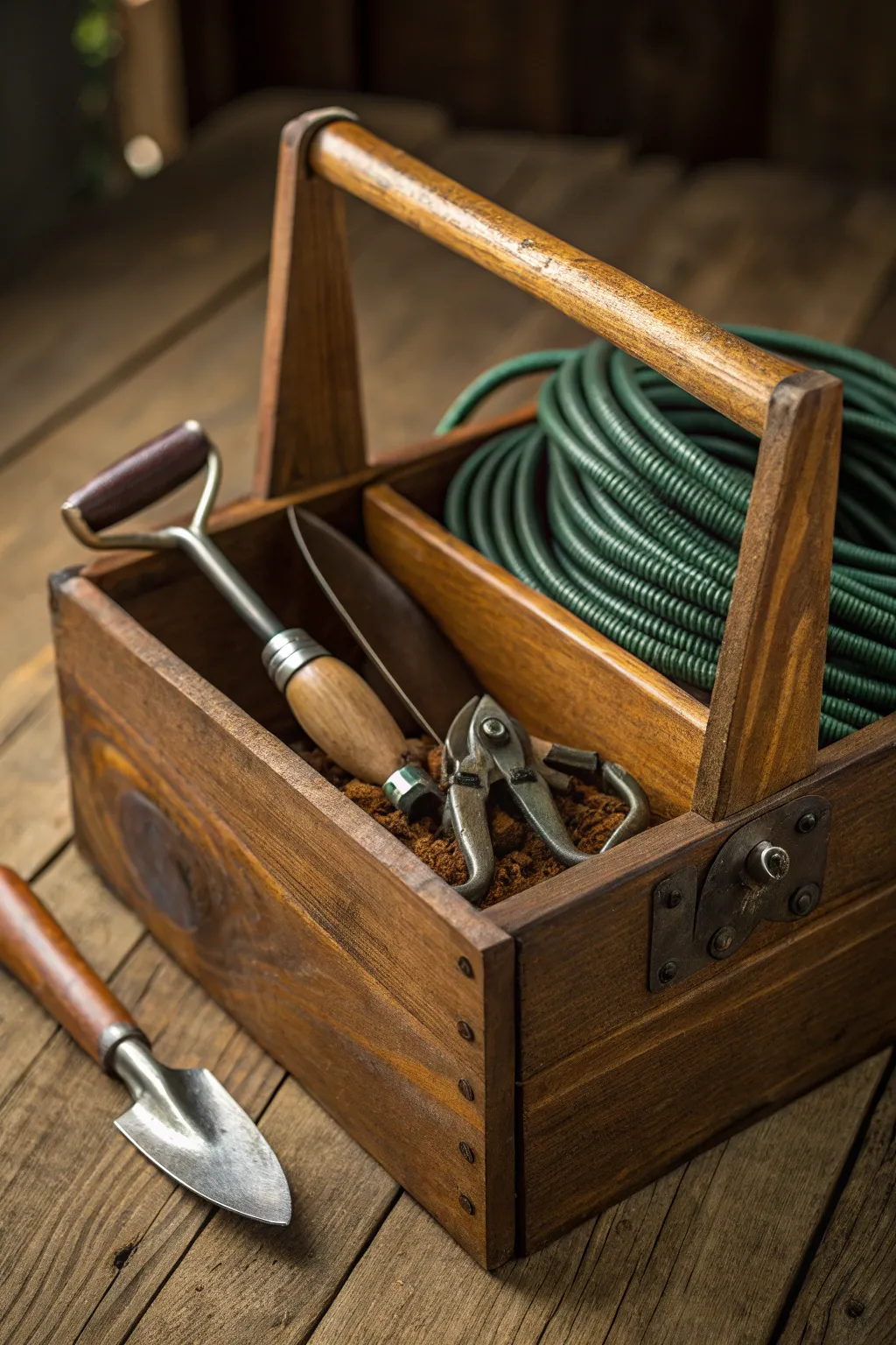 Elevate your gardening game with a handcrafted wooden tool caddy.