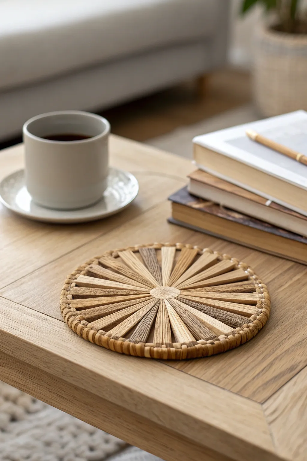 Elevate your coffee table with the natural elegance of handcrafted wooden coasters.