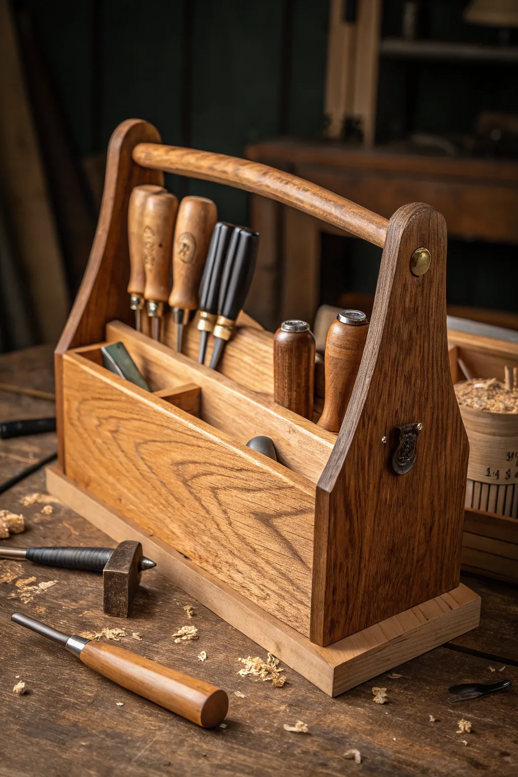Elevate your craft with this expertly crafted portable tool caddy—where style meets functionality.