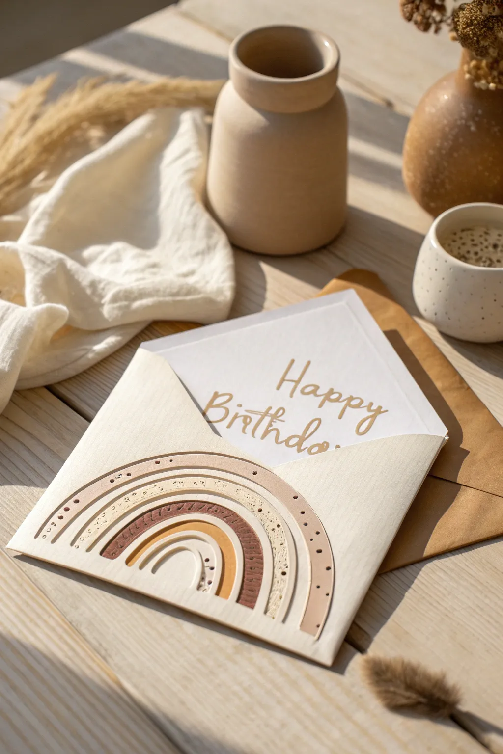 Discover the charm of layered birthday wishes with this handcrafted card design.