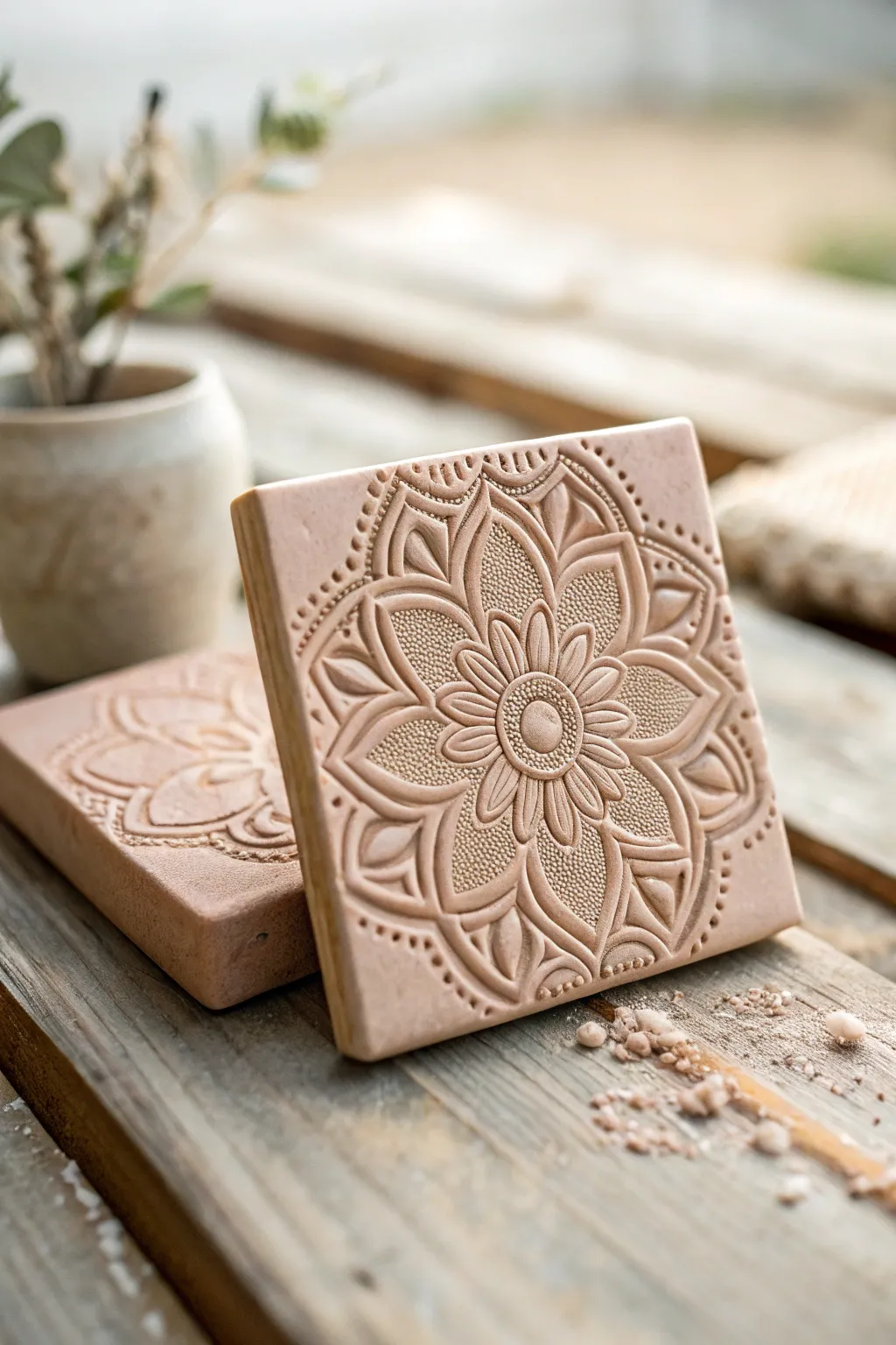 Elevate your decor with the elegance of handcrafted clay relief tiles, where simplicity meets bohemian charm.