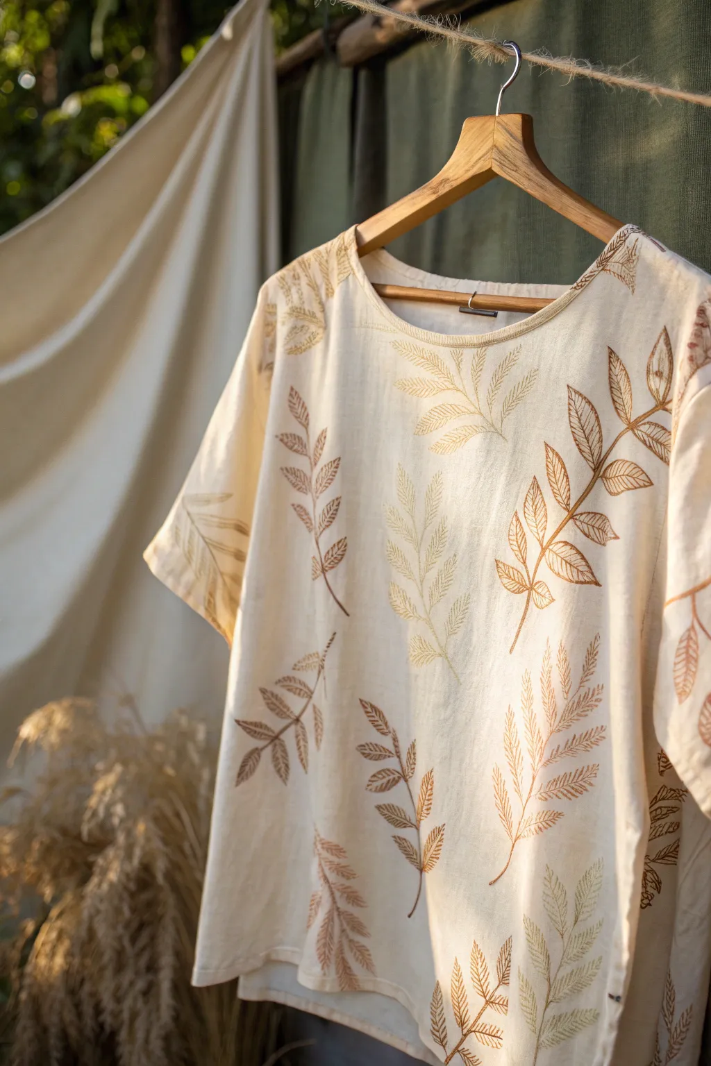 Embrace nature's palette with this eco-friendly, leaf-printed school shirt design.