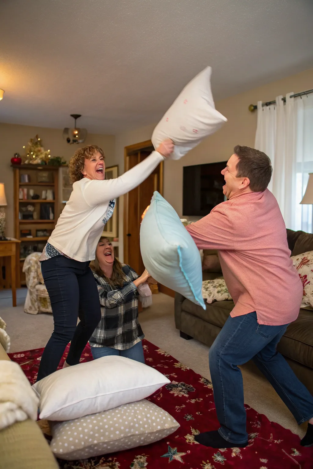 A pillow fight brings laughter and fun to your pajama party.