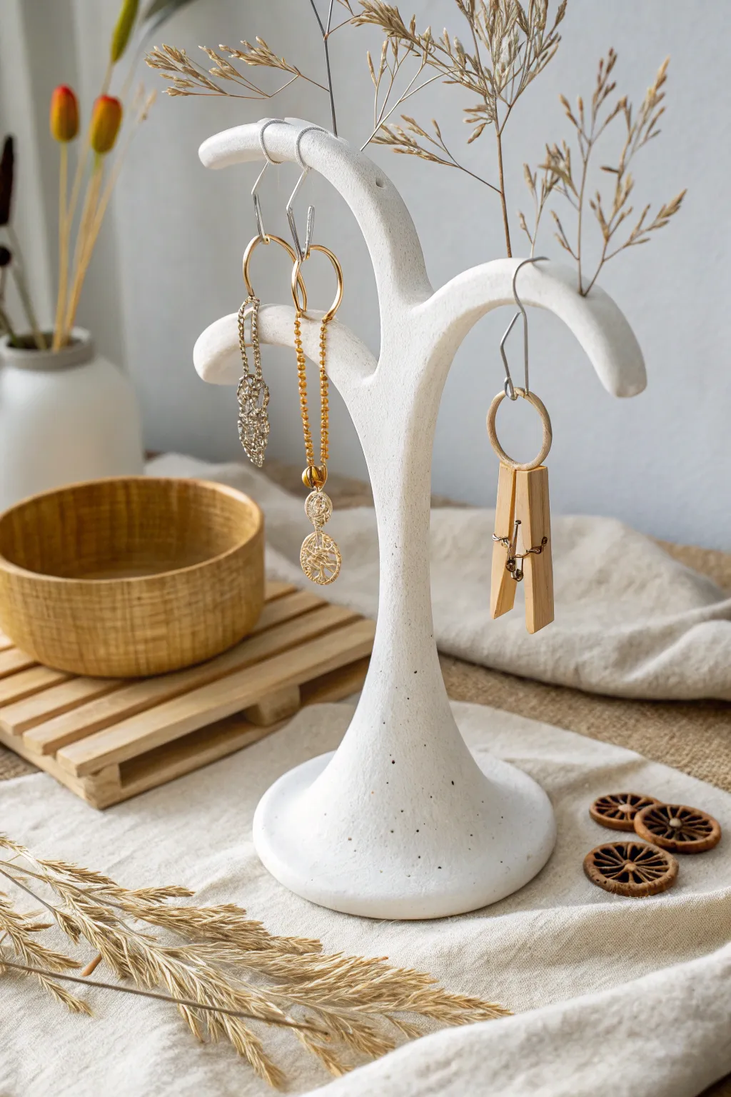 Elevate her jewelry organization with this chic air dry clay earring holder stand, blending minimalist design and boho charm.