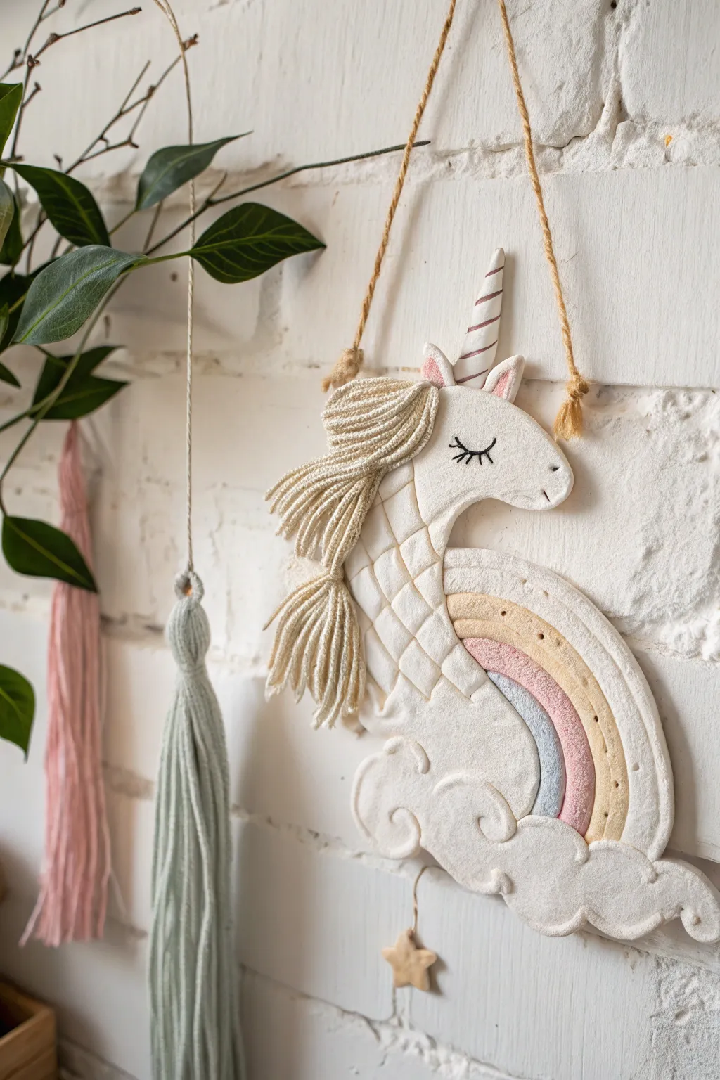 Add a touch of whimsy to your walls with this handcrafted clay creature, perfect for a minimalist and boho-inspired decor.