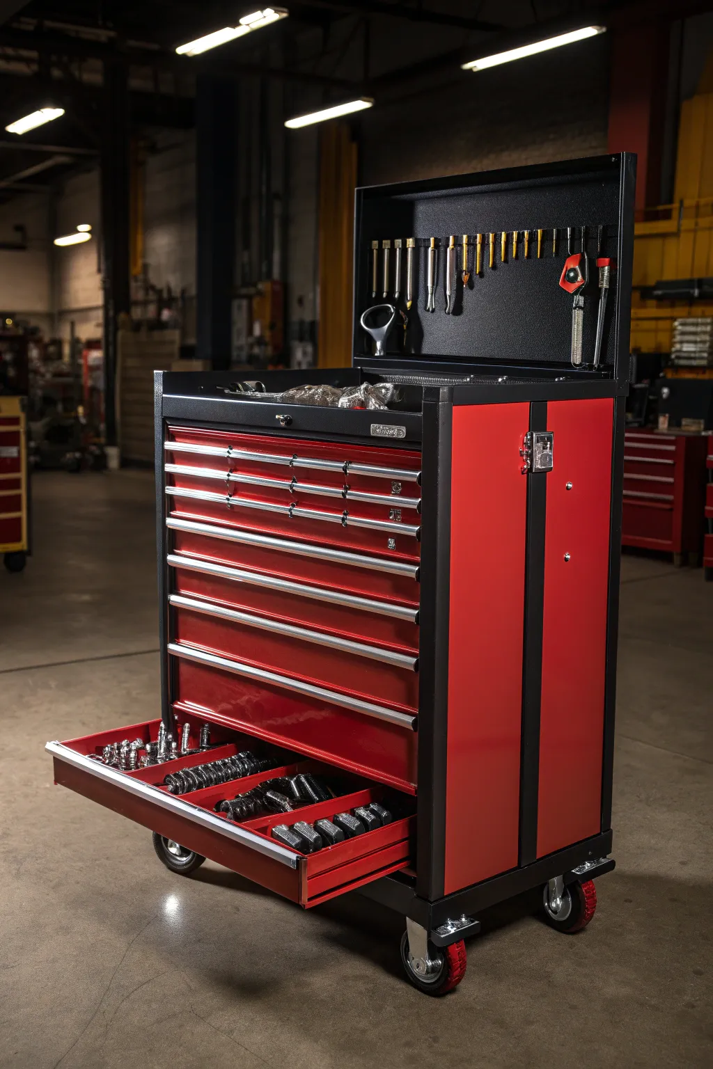 Elevate your workshop game with a striking rolling cart—where craftsmanship meets convenience.