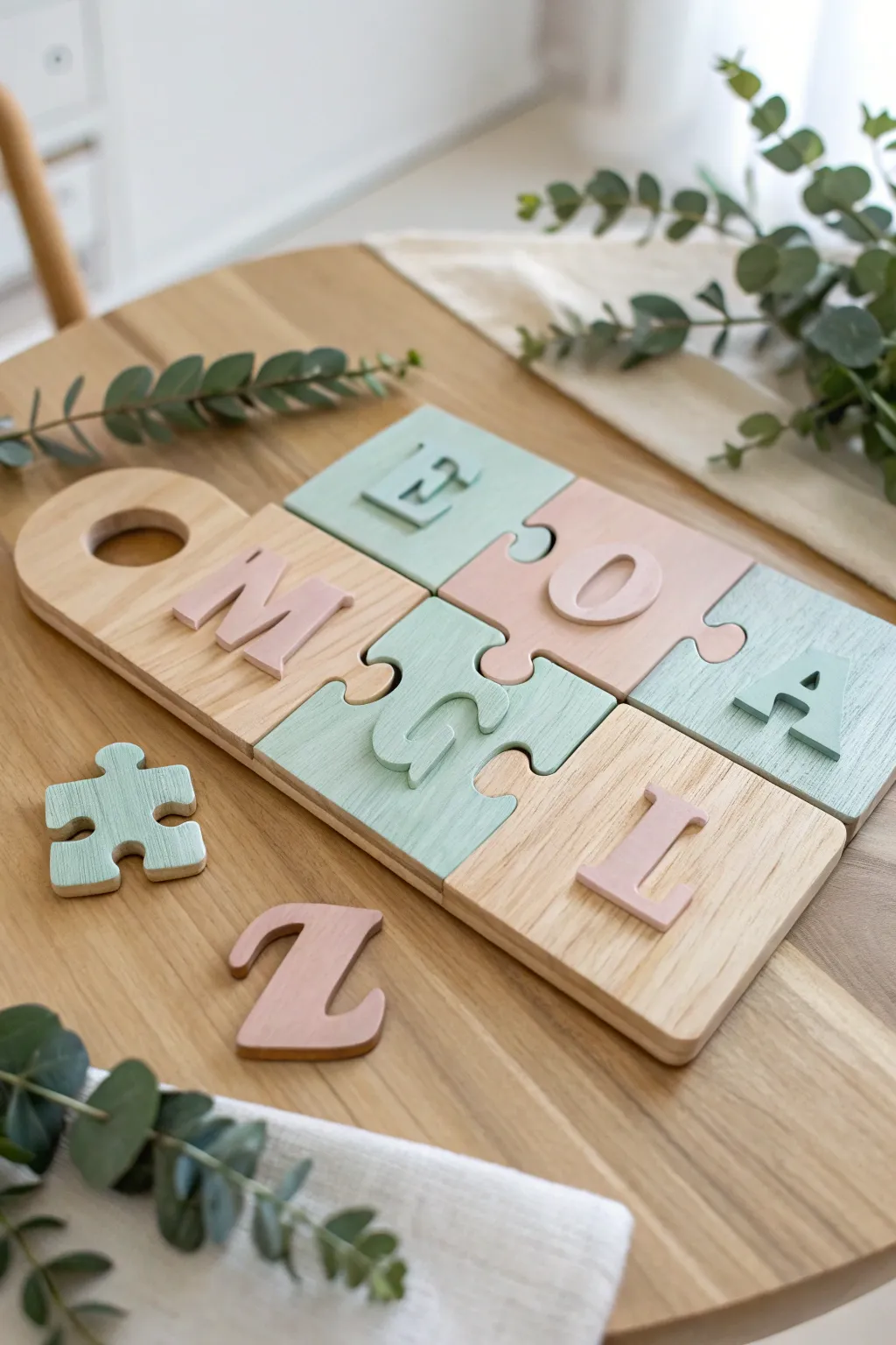 Discover the joy of name recognition with handcrafted letter puzzles – where learning meets play in the most beautiful way.
