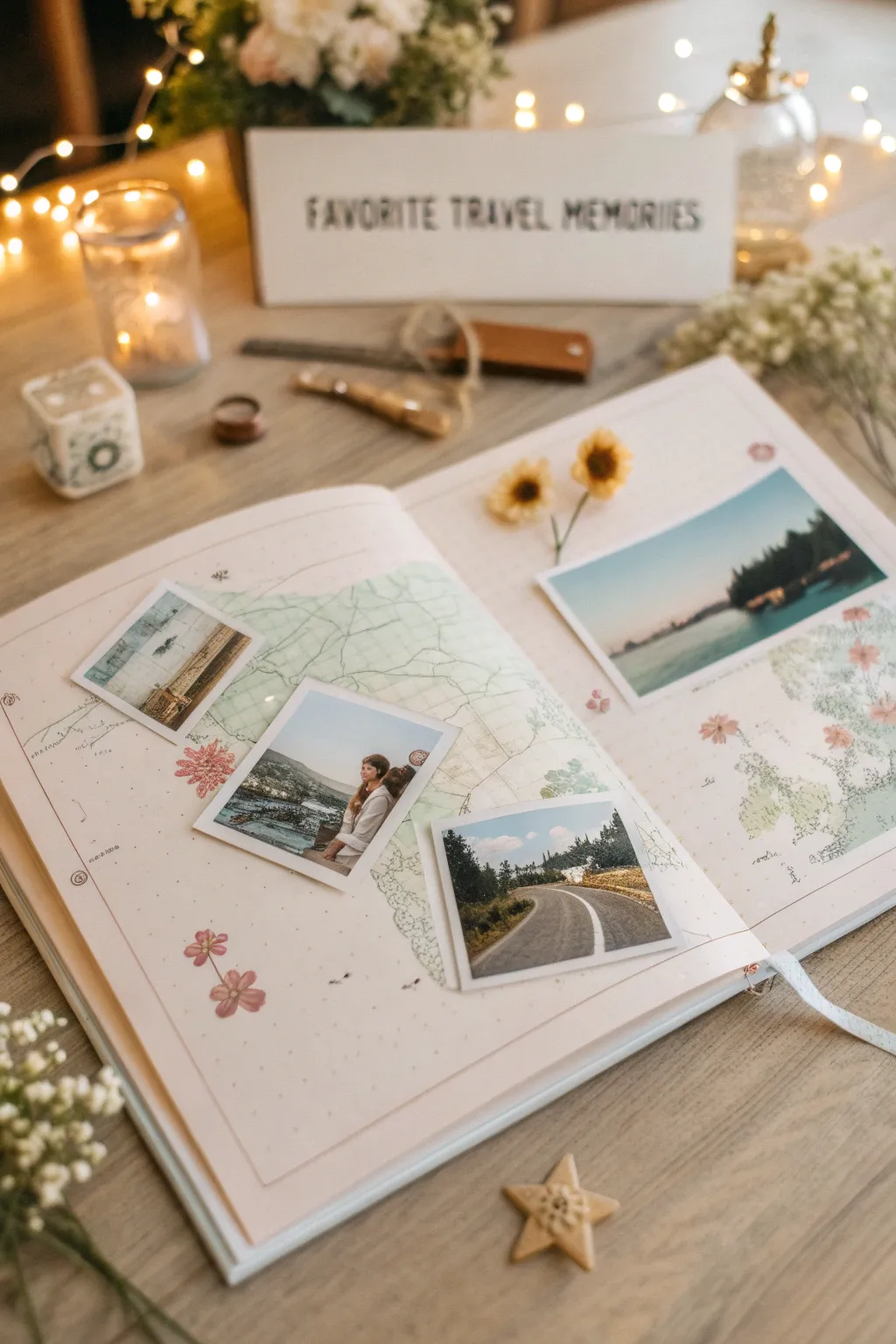 Capture your wanderlust with a minimalist scrapbook page of cherished travel memories.
