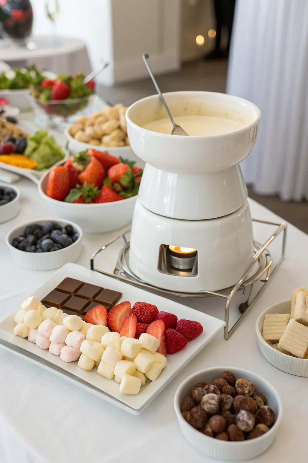 Indulge in a white chocolate fondue.
