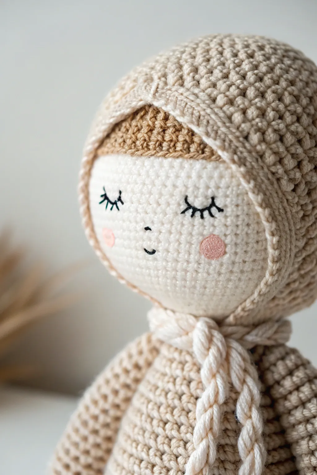 Discover the elegance of simplicity with this minimalist amigurumi face, where subtlety speaks volumes.