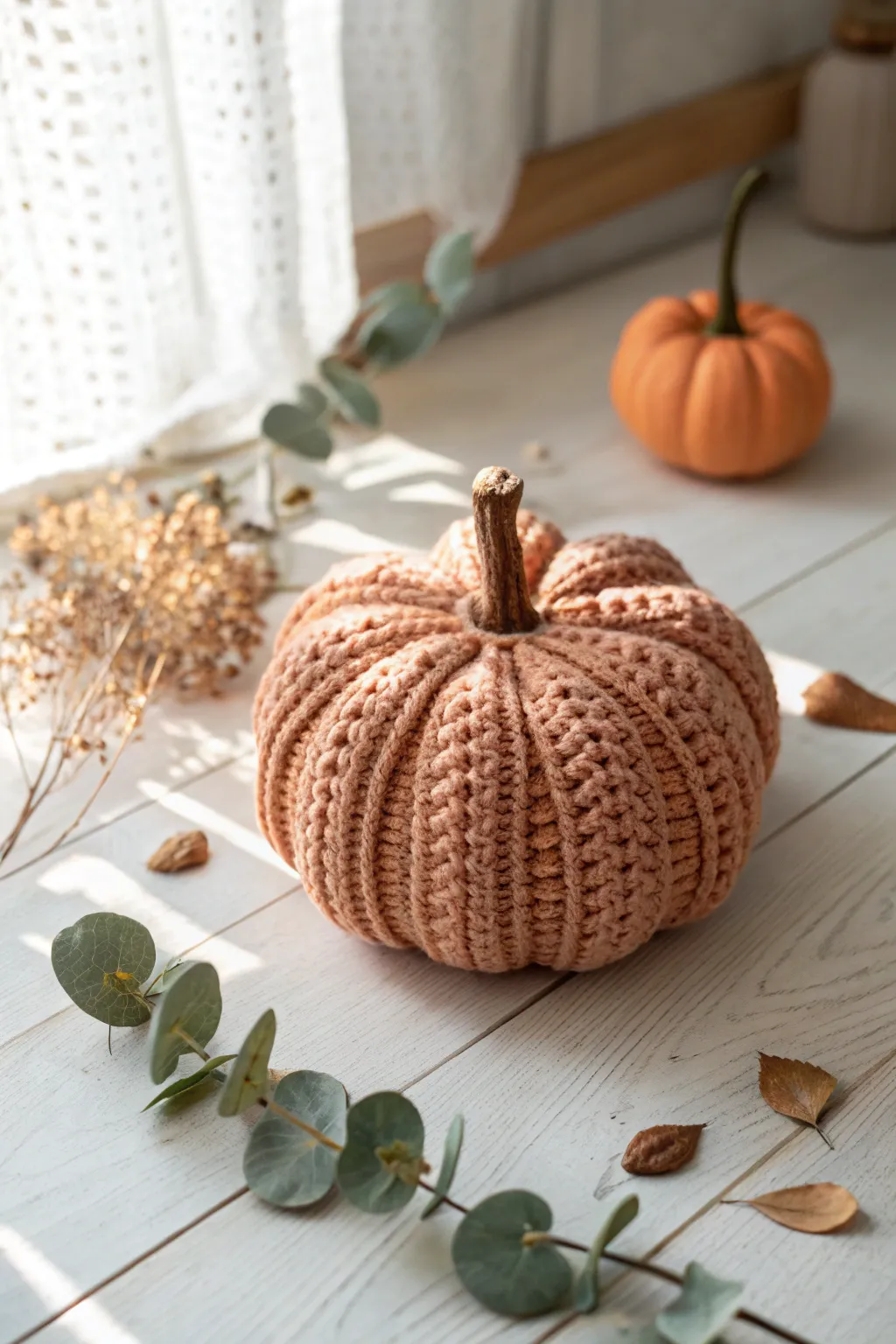 Embrace cozy fall vibes with this handcrafted amigurumi pumpkin, a perfect blend of minimalist and boho beauty.