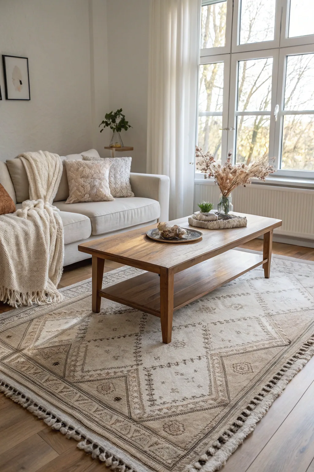 Transform your space with the warmth and texture of layered area rugs. ✨ #HomeUpgrade #ScandiBoho