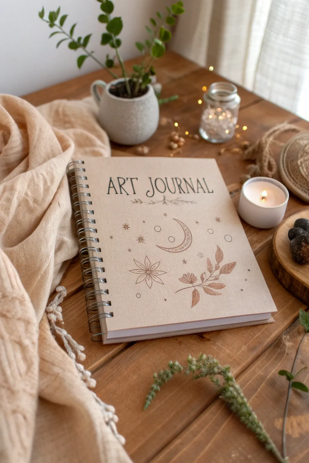 Capture the essence of your favorite stories with a beautifully crafted art journal cover, blending literary inspiration with minimalist elegance.
