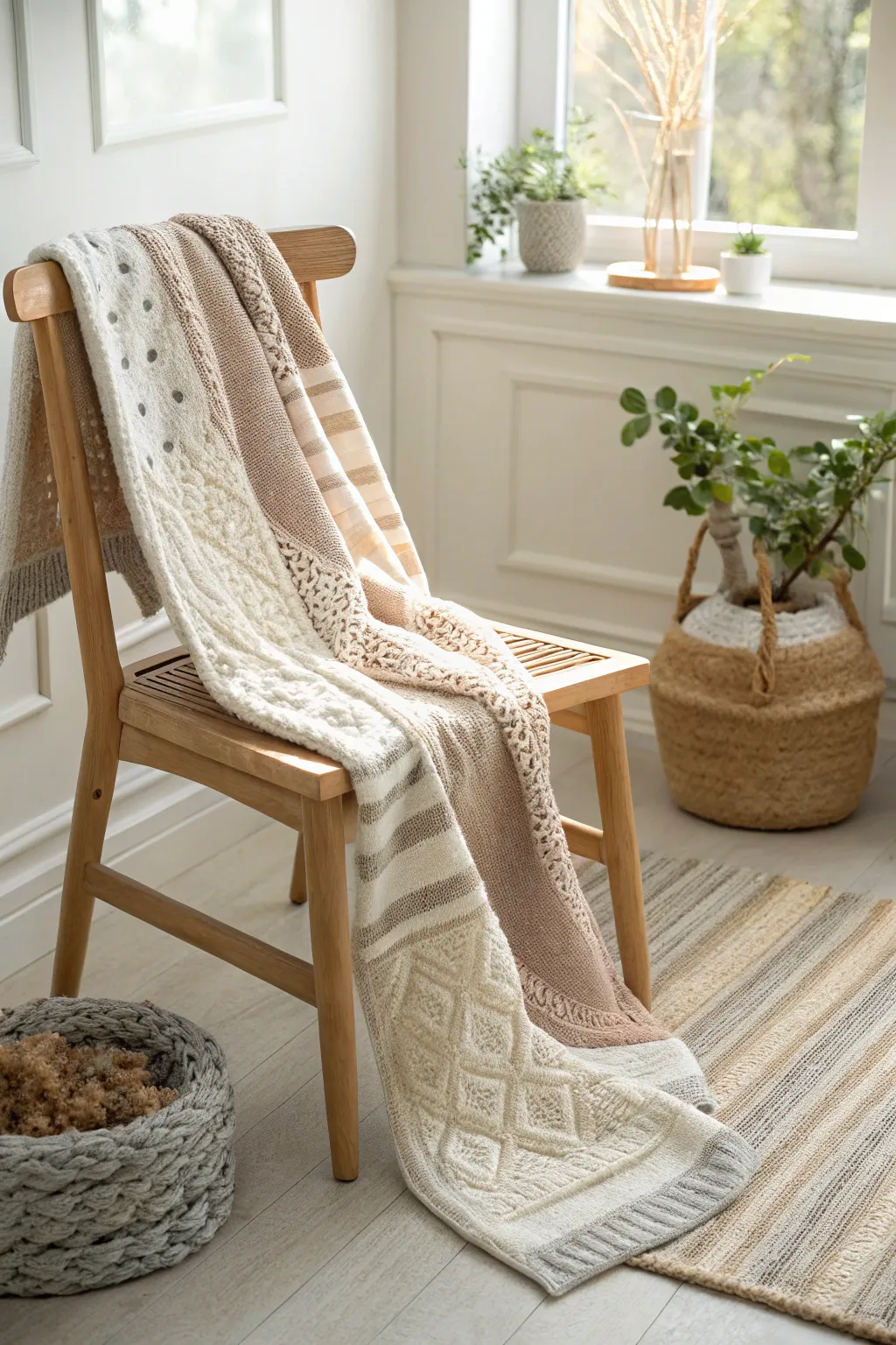 Embrace cozy elegance with textured knits for your little one's comfort.