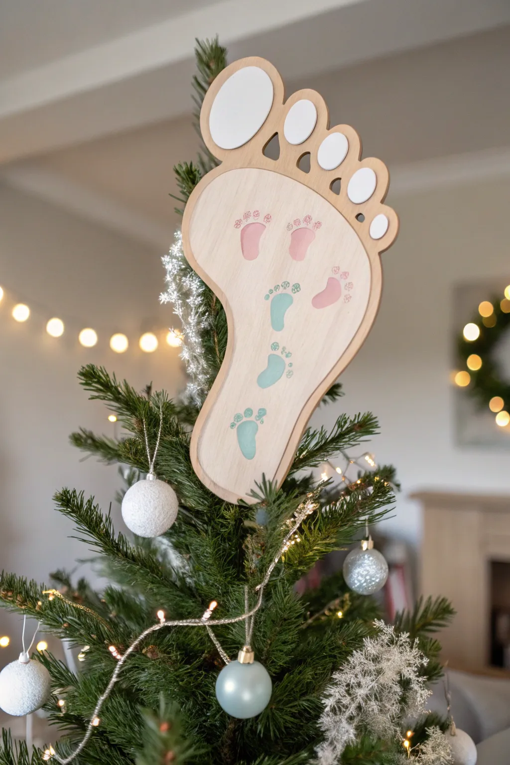 Add a personal touch to your holiday decor with a handcrafted footprint tree topper that celebrates simplicity and charm.