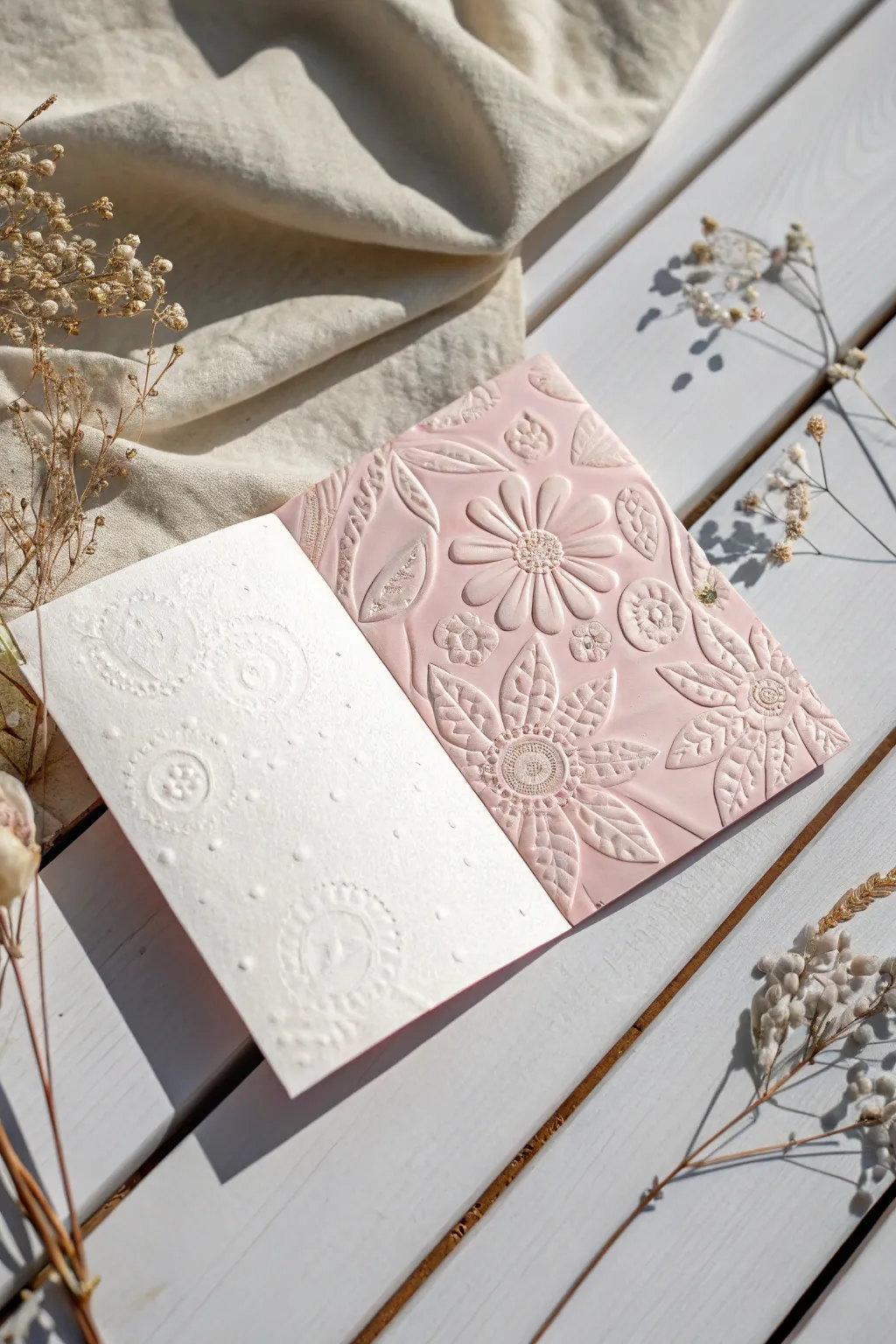 Discover the beauty of embossed elegance in your baby girl card designs.