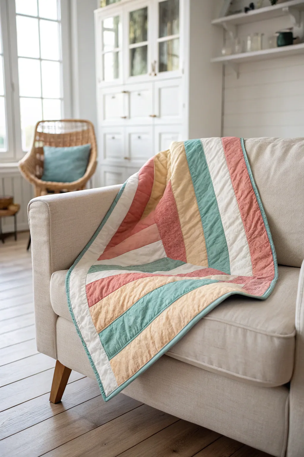 Embrace bold stripes for a fresh and dynamic nursery look 🌿✨ #BabyQuilt #MinimalistDesign