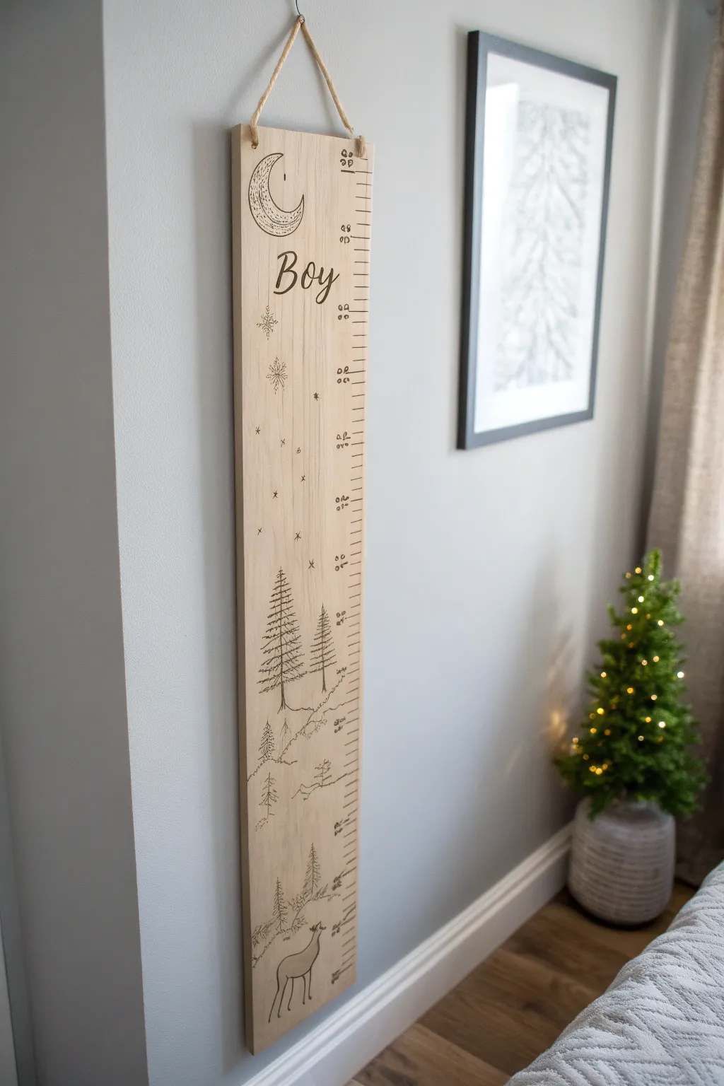 Watch him grow with every mark on this beautifully personalized growth chart—where simplicity meets sentimental elegance.