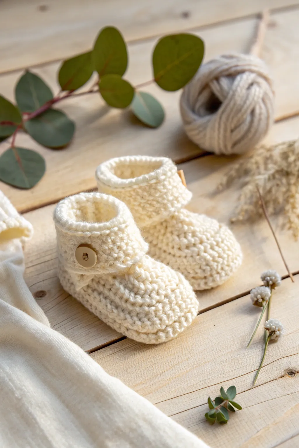 Adorable handmade baby booties - a cozy, thoughtful gift for little ones. 🌿 #BabyShowerGifts #HandcraftedWithLove