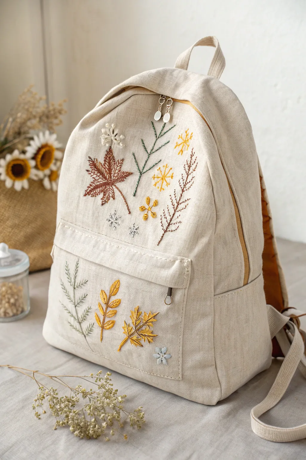 Embrace the beauty of each season with exquisite embroidery that transforms your backpack into a year-round style statement.