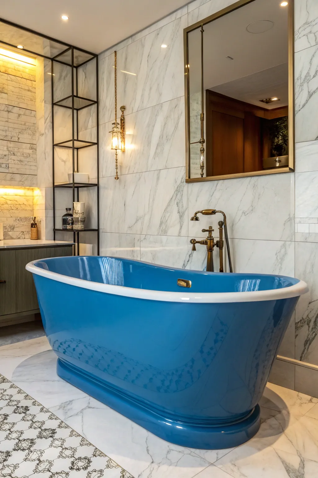 Transform your space with a bold splash of color—embrace the vibrant blue bathtub revolution.